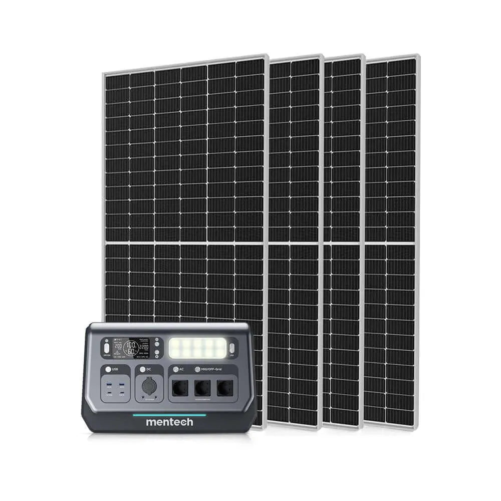 Mentech BP2200 Balkonkraftwerk mit Speicher+4*440W Photovoltaik Solarpanel